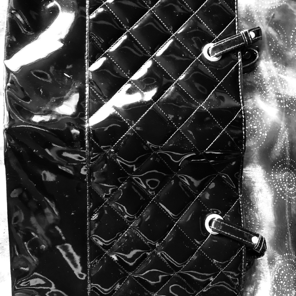 PRAI Shiny Black Vinyl Purse